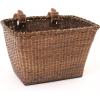 imageCane Woven Rectangular Toto Basket with Authentic Leather Straps and Brass BucklesDark Stain