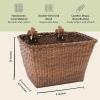 imageCane Woven Rectangular Toto Basket with Authentic Leather Straps and Brass BucklesDark Stain