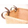 imageCane Woven Rectangular Toto Basket with Authentic Leather Straps and Brass BucklesNatural