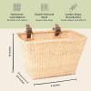 imageCane Woven Rectangular Toto Basket with Authentic Leather Straps and Brass BucklesNatural