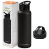 imageRetrospec Alder Insulated Water Bottle with Straw Lid ampamp Handle Cap  Stainless Steel Wide Mouth DoubleWall Vacuum Insulated Thermos  BPA Free Leakproof CanteenBlack