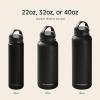 imageRetrospec Alder Insulated Water Bottle with Straw Lid ampamp Handle Cap  Stainless Steel Wide Mouth DoubleWall Vacuum Insulated Thermos  BPA Free Leakproof CanteenBlack