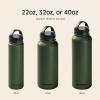 imageRetrospec Alder Insulated Water Bottle with Straw Lid ampamp Handle Cap  Stainless Steel Wide Mouth DoubleWall Vacuum Insulated Thermos  BPA Free Leakproof CanteenOlive Drab