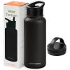 imageRetrospec Alder Insulated Water Bottle with Straw Lid ampamp Handle Cap  Stainless Steel Wide Mouth DoubleWall Vacuum Insulated Thermos  BPA Free Leakproof CanteenBlack