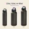imageRetrospec Alder Insulated Water Bottle with Straw Lid ampamp Handle Cap  Stainless Steel Wide Mouth DoubleWall Vacuum Insulated Thermos  BPA Free Leakproof CanteenBasalt