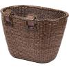 imageRetrospec Cane Woven Oval Dreamcatcher Basket with Authentic Leather Straps ampamp Brass BucklesDark Stain