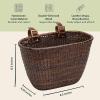 imageRetrospec Cane Woven Oval Dreamcatcher Basket with Authentic Leather Straps ampamp Brass BucklesDark Stain