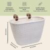 imageRetrospec Cane Woven Oval Dreamcatcher Basket with Authentic Leather Straps ampamp Brass BucklesWhite