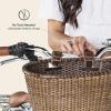 imageRetrospec Cane Woven Oval Dreamcatcher Basket with Authentic Leather Straps ampamp Brass BucklesWhite