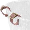 imageRetrospec Cane Woven Oval Dreamcatcher Basket with Authentic Leather Straps ampamp Brass BucklesWhite