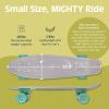 imageRetrospec Quip Mini Cruiser Skateboard 225quot Classic Retro Plastic Cruiser Complete Skateboard with ABEC 7 Bearings and PU Wheels Compact Board wGrippy Molded Waffle DeckShark