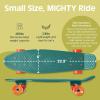 imageRetrospec Quip Mini Cruiser Skateboard 225quot Classic Retro Plastic Cruiser Complete Skateboard with ABEC 7 Bearings and PU Wheels Compact Board wGrippy Molded Waffle DeckTropical Teal