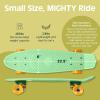 imageRetrospec Quip Mini Cruiser Skateboard 225quot Classic Retro Plastic Cruiser Complete Skateboard with ABEC 7 Bearings and PU Wheels Compact Board wGrippy Molded Waffle DeckLark Green