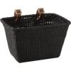 imageCane Woven Rectangular Toto Basket with Authentic Leather Straps and Brass BucklesBlack
