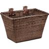 imageCane Woven Rectangular Toto Basket with Authentic Leather Straps and Brass BucklesDark Stain
