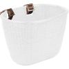 imageRetrospec Cane Woven Oval Dreamcatcher Basket with Authentic Leather Straps ampamp Brass BucklesWhite