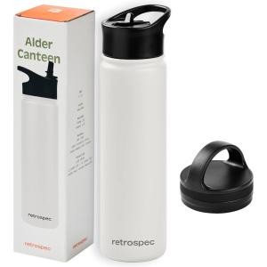 imageRetrospec Alder Insulated Water Bottle with Straw Lid ampamp Handle Cap  Stainless Steel Wide Mouth DoubleWall Vacuum Insulated Thermos  BPA Free Leakproof CanteenAbalone