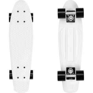 imageRetrospec Quip Mini Cruiser Skateboard 225quot Classic Retro Plastic Cruiser Complete Skateboard with ABEC 7 Bearings and PU Wheels Compact Board wGrippy Molded Waffle DeckDomino
