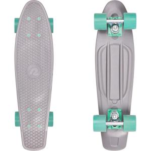 imageRetrospec Quip Mini Cruiser Skateboard 225quot Classic Retro Plastic Cruiser Complete Skateboard with ABEC 7 Bearings and PU Wheels Compact Board wGrippy Molded Waffle DeckShark