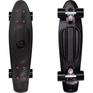 imageRetrospec Quip Mini Cruiser Skateboard 225quot Classic Retro Plastic Cruiser Complete Skateboard with ABEC 7 Bearings and PU Wheels Compact Board wGrippy Molded Waffle DeckBlack