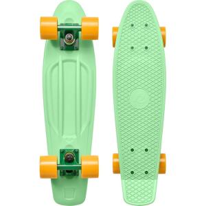 imageRetrospec Quip Mini Cruiser Skateboard 225quot Classic Retro Plastic Cruiser Complete Skateboard with ABEC 7 Bearings and PU Wheels Compact Board wGrippy Molded Waffle DeckLark Green