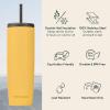 imageRetrospec Arroyo Stainless Steel Tumbler with Lid and Straw  Reusable Insulated Tumbler Cup  Iced Coffee Travel Mug  Double Walled Thermal TumblersMatte Honey