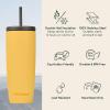 imageRetrospec Arroyo Stainless Steel Tumbler with Lid and Straw  Reusable Insulated Tumbler Cup  Iced Coffee Travel Mug  Double Walled Thermal TumblersMatte Honey