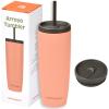 imageRetrospec Arroyo Stainless Steel Tumbler with Lid and Straw  Reusable Insulated Tumbler Cup  Iced Coffee Travel Mug  Double Walled Thermal TumblersMatte Melon