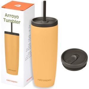 imageRetrospec Arroyo Stainless Steel Tumbler with Lid and Straw  Reusable Insulated Tumbler Cup  Iced Coffee Travel Mug  Double Walled Thermal TumblersMatte Honey