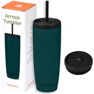 imageRetrospec Arroyo Stainless Steel Tumbler with Lid and Straw  Reusable Insulated Tumbler Cup  Iced Coffee Travel Mug  Double Walled Thermal TumblersMatte Superior Blue