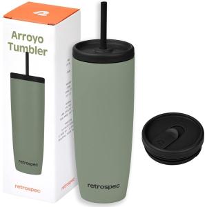 imageRetrospec Arroyo Stainless Steel Tumbler with Lid and Straw  Reusable Insulated Tumbler Cup  Iced Coffee Travel Mug  Double Walled Thermal TumblersMatte Pistachio