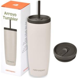 imageRetrospec Arroyo Stainless Steel Tumbler with Lid and Straw  Reusable Insulated Tumbler Cup  Iced Coffee Travel Mug  Double Walled Thermal TumblersMatte Abalone