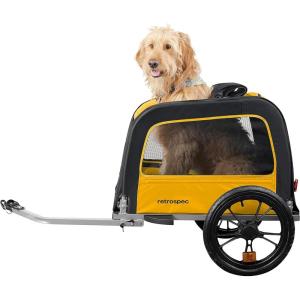 imageRetrospec Rover Waggin Pet Bike Trailer  Small ampamp Medium Sized Dogs Bicycle Carrier  Foldable Frame with 16 Inch Wheels  NonSlip Floor ampamp Internal LeashSun