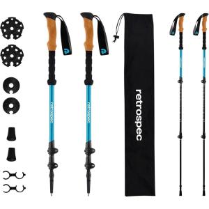 imageRetrospec Solstice Hiking Poles for Men ampamp Women  Adjustable and Collapsible Lightweight Walking ampamp Trekking Sticks  Aluminum wCork or Foam GripPolar Blue
