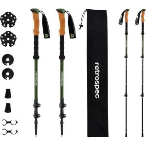 imageRetrospec Solstice Hiking Poles for Men ampamp Women  Adjustable and Collapsible Lightweight Walking ampamp Trekking Sticks  Aluminum wCork or Foam GripMatte Forest