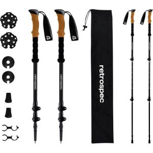 imageRetrospec Solstice Hiking Poles for Men ampamp Women  Adjustable and Collapsible Lightweight Walking ampamp Trekking Sticks  Aluminum wCork or Foam GripMatte Black