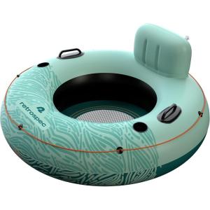 imageRetrospec Siesta Float 48quot Inflatable River Tube  HeavyDuty Water Float wBackrest ampamp Cup Holders  300 lbs  Repair Kit  Pool Lake ampamp RiverSeafoam Tide
