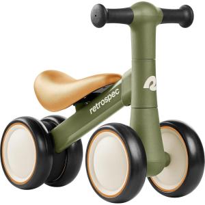 imageRetrospec Cricket 2 Baby Walker Balance Bike with 4 Wheels for Ages 1224 Months  First Birthday Gift Toddler Bicycle Toy for 1 Year Olds  Ride On Toys for Boys ampamp GirlsOlive Drab