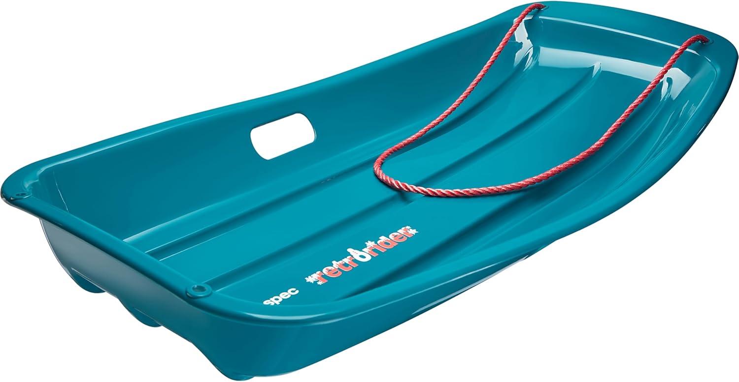 imageRetrospec Retrorider Plastic Snow Sled  Toboggan Style with Pull Rope ColdResistant Coating and Hard Bottom for Smooth Downhill Rides  Available in 35quot and 48quot Sizes for Kids and AdultsLegacy Snowy Spruce