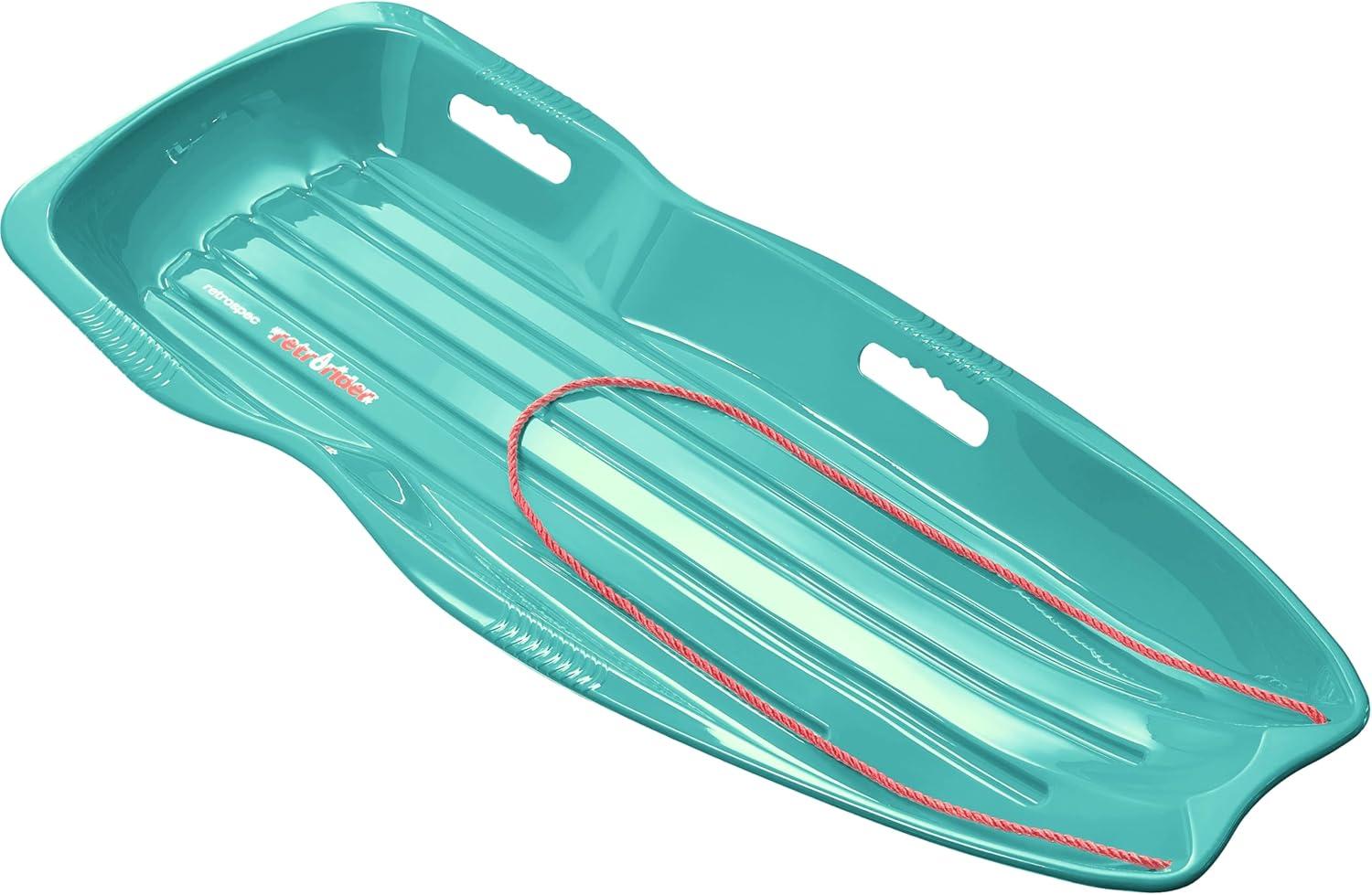imageRetrospec Retrorider Plastic Snow Sled  Toboggan Style with Pull Rope ColdResistant Coating and Hard Bottom for Smooth Downhill Rides  Available in 35quot and 48quot Sizes for Kids and AdultsLegacy Wintertide
