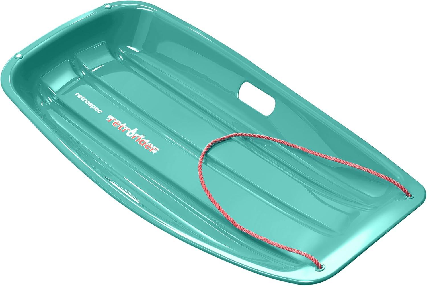 imageRetrospec Retrorider Plastic Snow Sled  Toboggan Style with Pull Rope ColdResistant Coating and Hard Bottom for Smooth Downhill Rides  Available in 35quot and 48quot Sizes for Kids and AdultsLegacy Wintertide