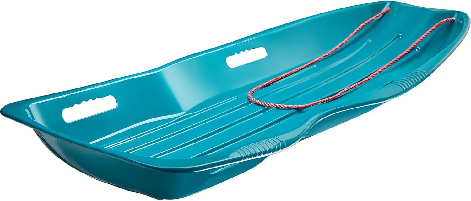 imageRetrospec Retrorider Plastic Snow Sled  Toboggan Style with Pull Rope ColdResistant Coating and Hard Bottom for Smooth Downhill Rides  Available in 35quot and 48quot Sizes for Kids and AdultsLegacy Snowy Spruce