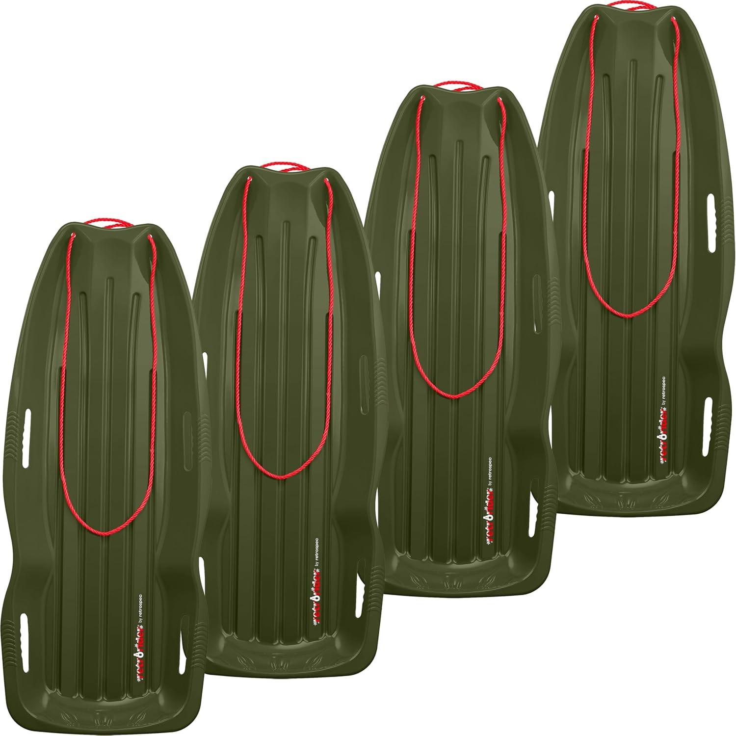 imageRetrospec Retrorider Plastic Snow Sled  Toboggan Style with Pull Rope ColdResistant Coating and Hard Bottom for Smooth Downhill Rides  Available in 35quot and 48quot Sizes for Kids and AdultsMistletoe