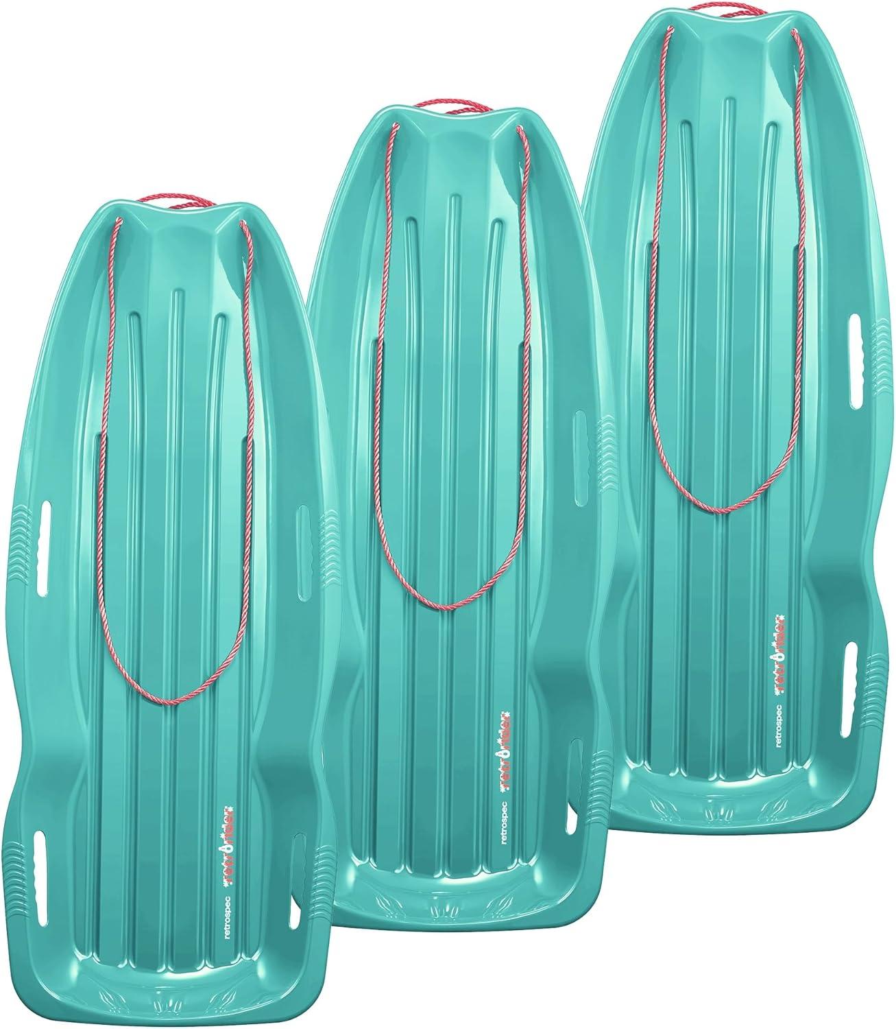 imageRetrospec Retrorider Plastic Snow Sled  Toboggan Style with Pull Rope ColdResistant Coating and Hard Bottom for Smooth Downhill Rides  Available in 35quot and 48quot Sizes for Kids and AdultsLegacy Wintertide