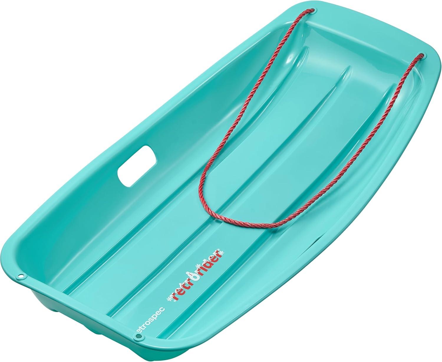 imageRetrospec Retrorider Plastic Snow Sled  Toboggan Style with Pull Rope ColdResistant Coating and Hard Bottom for Smooth Downhill Rides  Available in 35quot and 48quot Sizes for Kids and AdultsLegacy Wintertide