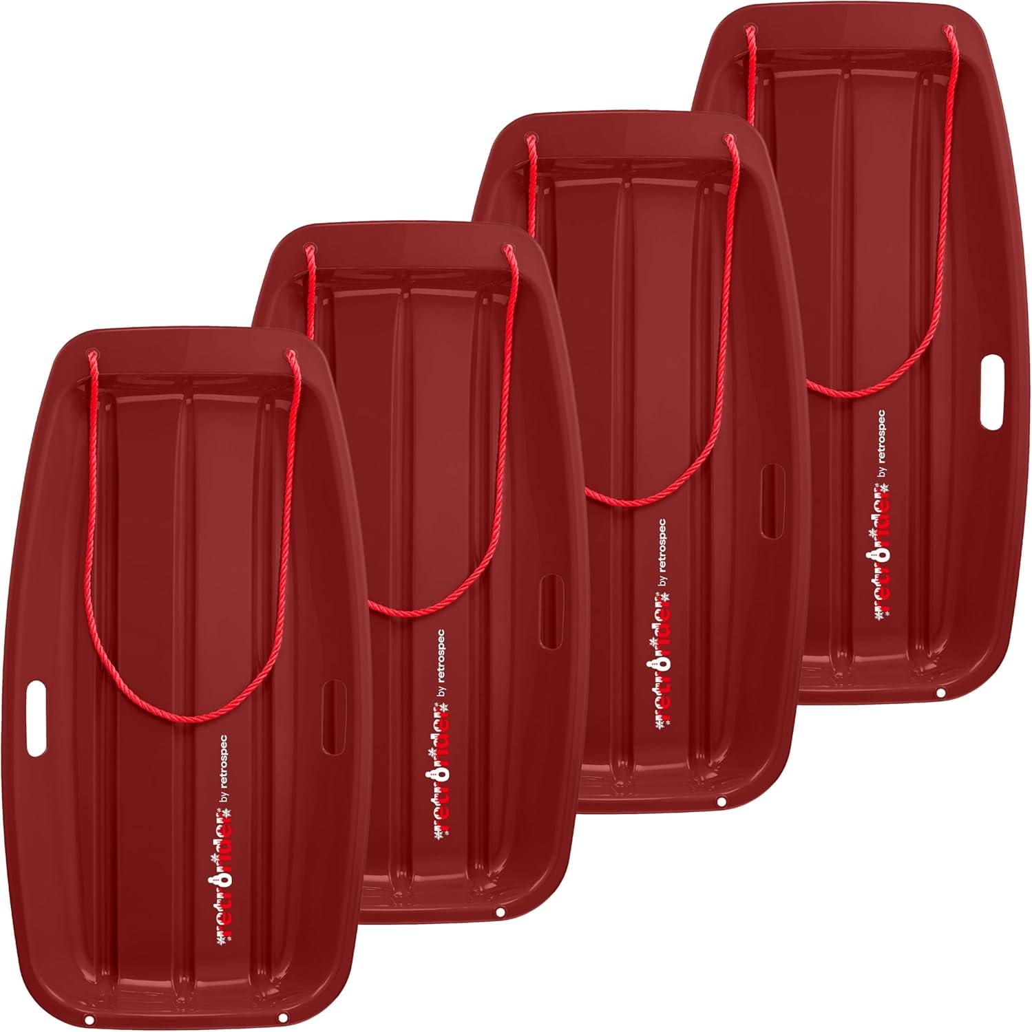 imageRetrospec Retrorider Plastic Snow Sled  Toboggan Style with Pull Rope ColdResistant Coating and Hard Bottom for Smooth Downhill Rides  Available in 35quot and 48quot Sizes for Kids and AdultsBrrgundy
