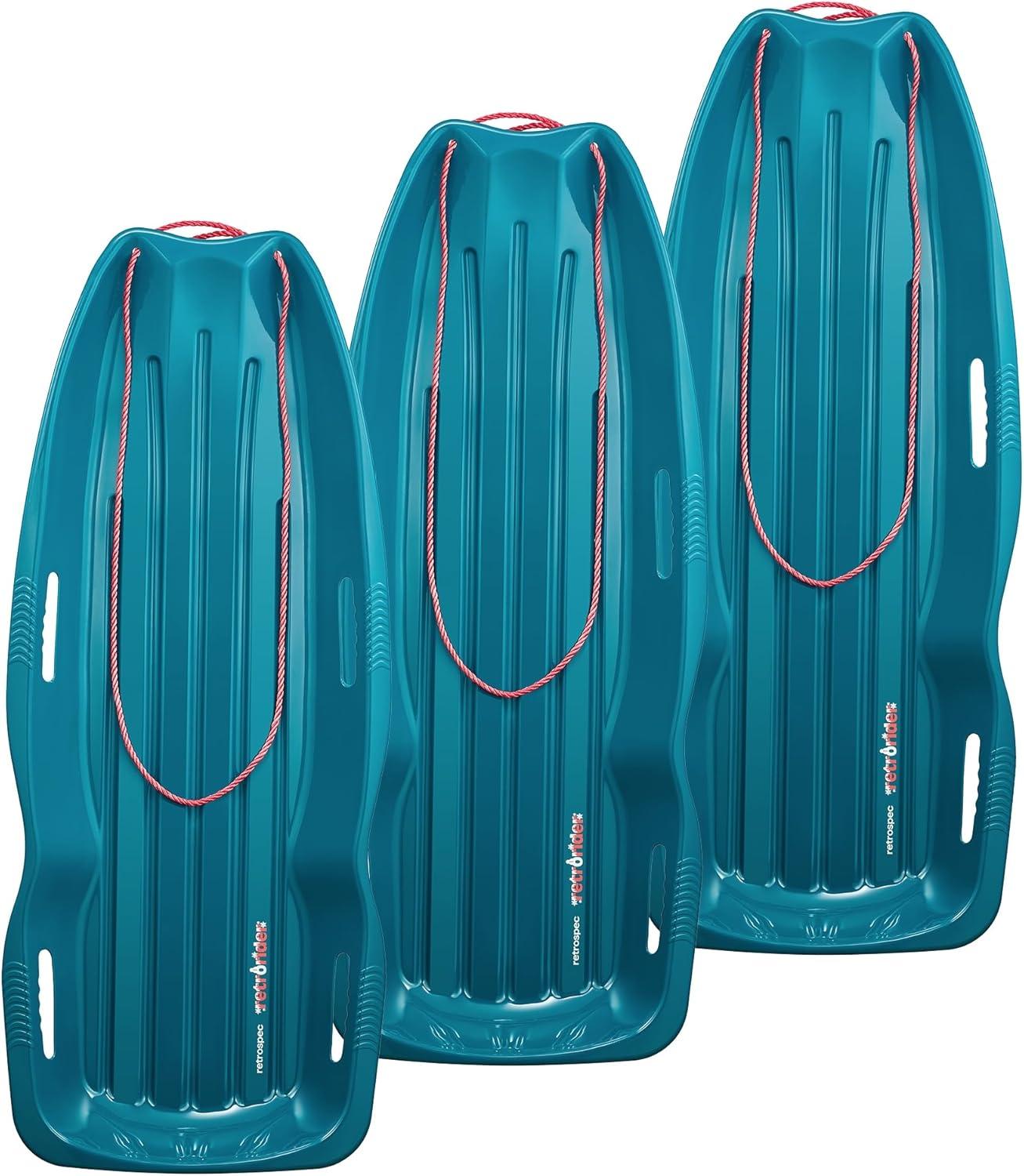 imageRetrospec Retrorider Plastic Snow Sled  Toboggan Style with Pull Rope ColdResistant Coating and Hard Bottom for Smooth Downhill Rides  Available in 35quot and 48quot Sizes for Kids and AdultsLegacy Snowy Spruce