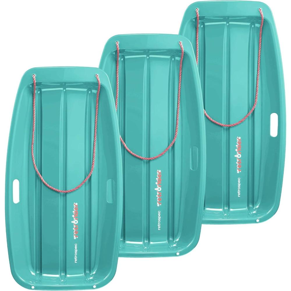 imageRetrospec Retrorider Plastic Snow Sled  Toboggan Style with Pull Rope ColdResistant Coating and Hard Bottom for Smooth Downhill Rides  Available in 35quot and 48quot Sizes for Kids and AdultsLegacy Wintertide
