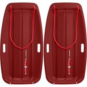 imageRetrospec Retrorider Plastic Snow Sled  Toboggan Style with Pull Rope ColdResistant Coating and Hard Bottom for Smooth Downhill Rides  Available in 35quot and 48quot Sizes for Kids and AdultsBrrgundy