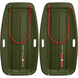 imageRetrospec Retrorider Plastic Snow Sled  Toboggan Style with Pull Rope ColdResistant Coating and Hard Bottom for Smooth Downhill Rides  Available in 35quot and 48quot Sizes for Kids and AdultsMistletoe